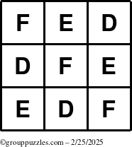 The grouppuzzles.com Answer grid for the TicTac-DEF puzzle for Tuesday February 25, 2025