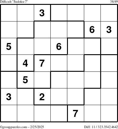 The grouppuzzles.com Difficult Sudoku-7 puzzle for Tuesday February 25, 2025