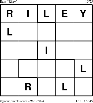 The grouppuzzles.com Easy Riley puzzle for Friday September 20, 2024