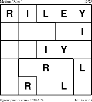 The grouppuzzles.com Medium Riley puzzle for Friday September 20, 2024