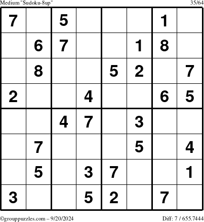 The grouppuzzles.com Medium Sudoku-8up puzzle for Friday September 20, 2024