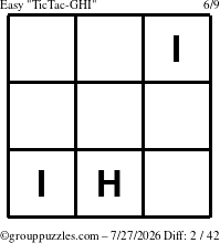 The grouppuzzles.com Easy TicTac-GHI puzzle for Monday July 27, 2026