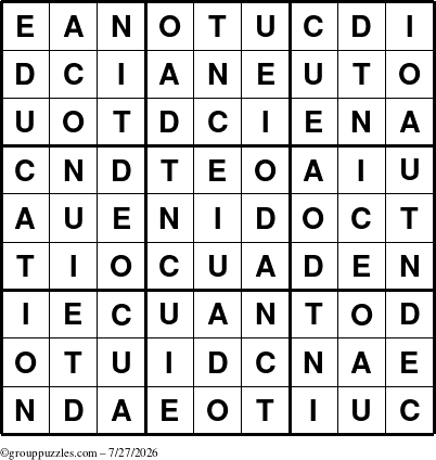 The grouppuzzles.com Answer grid for the Education-c1 puzzle for Monday July 27, 2026