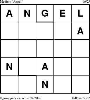 The grouppuzzles.com Medium Angel puzzle for Saturday July 4, 2026