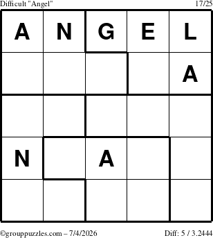 The grouppuzzles.com Difficult Angel puzzle for Saturday July 4, 2026