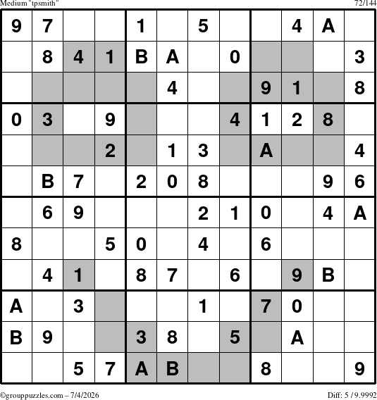 The grouppuzzles.com Medium tpsmith puzzle for Saturday July 4, 2026