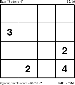 The grouppuzzles.com Easy Sudoku-4 puzzle for Saturday August 2, 2025
