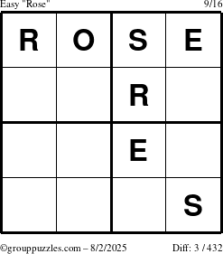 The grouppuzzles.com Easy Rose puzzle for Saturday August 2, 2025
