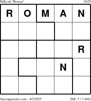 The grouppuzzles.com Difficult Roman puzzle for Saturday August 2, 2025