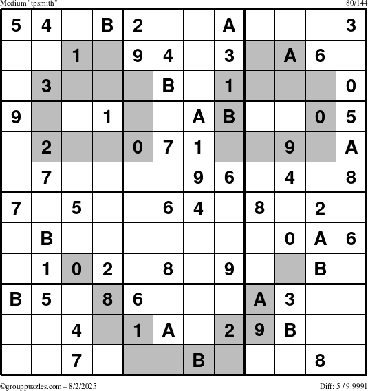 The grouppuzzles.com Medium tpsmith puzzle for Saturday August 2, 2025