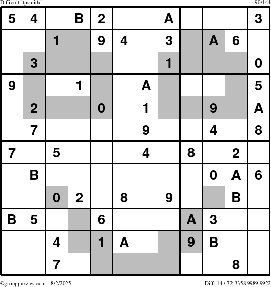 The grouppuzzles.com Difficult tpsmith puzzle for Saturday August 2, 2025