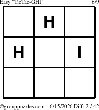 The grouppuzzles.com Easy TicTac-GHI puzzle for Monday June 15, 2026