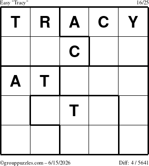 The grouppuzzles.com Easy Tracy puzzle for Monday June 15, 2026