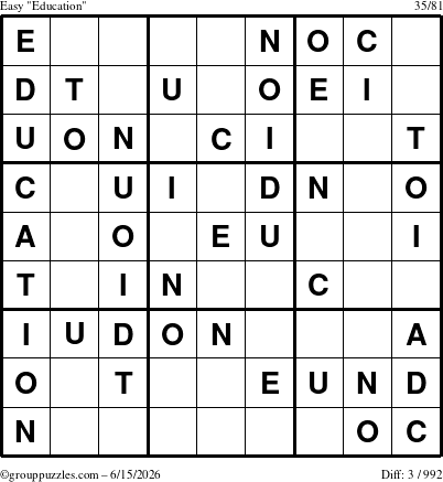 The grouppuzzles.com Easy Education-c1 puzzle for Monday June 15, 2026