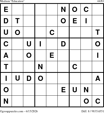 The grouppuzzles.com Medium Education-c1 puzzle for Monday June 15, 2026