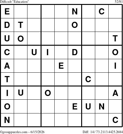 The grouppuzzles.com Difficult Education-c1 puzzle for Monday June 15, 2026