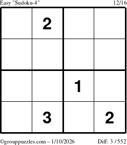 The grouppuzzles.com Easy Sudoku-4 puzzle for Saturday January 10, 2026