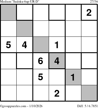 The grouppuzzles.com Medium Sudoku-6up-UR-D puzzle for Saturday January 10, 2026