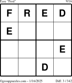 The grouppuzzles.com Easy Fred puzzle for Thursday January 16, 2025