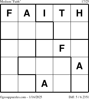 The grouppuzzles.com Medium Faith puzzle for Thursday January 16, 2025