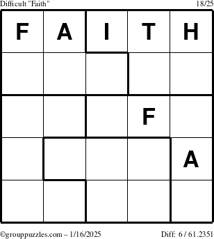 The grouppuzzles.com Difficult Faith puzzle for Thursday January 16, 2025