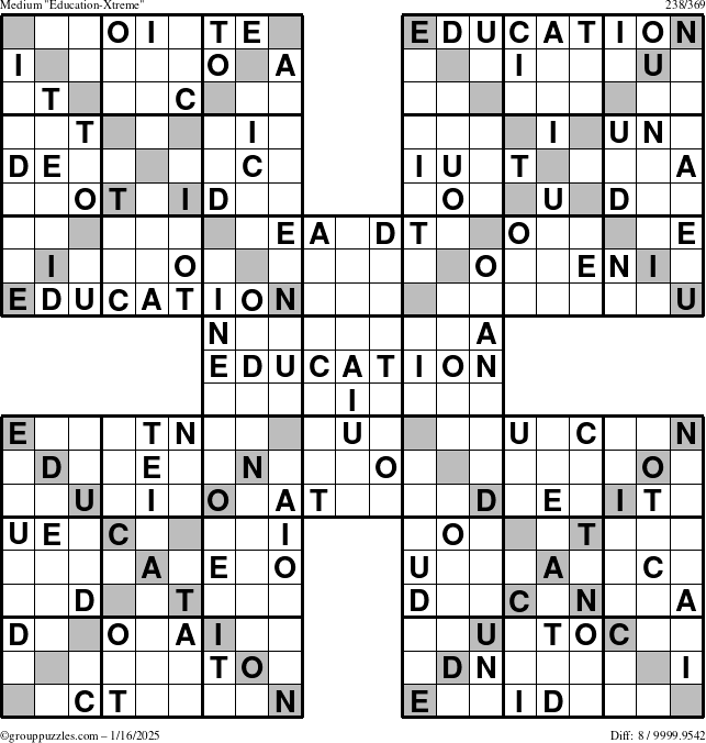 The grouppuzzles.com Medium Education-Xtreme puzzle for Thursday January 16, 2025