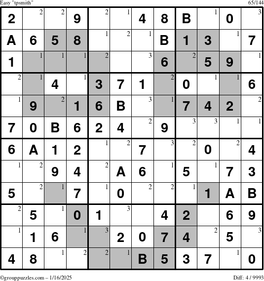 The grouppuzzles.com Easy tpsmith puzzle for Thursday January 16, 2025 with the first 3 steps marked