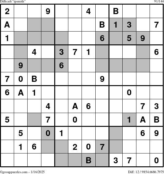 The grouppuzzles.com Difficult tpsmith puzzle for Thursday January 16, 2025