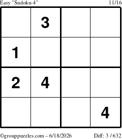 The grouppuzzles.com Easy Sudoku-4 puzzle for Thursday June 18, 2026