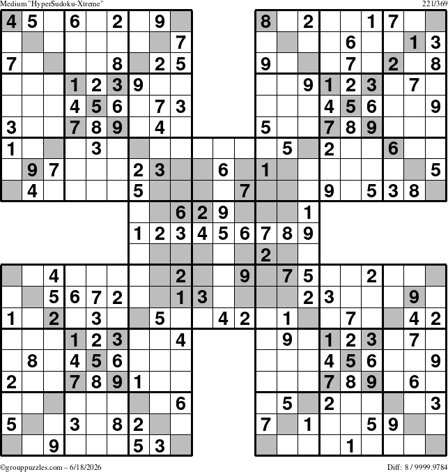 The grouppuzzles.com Medium cover-HyperXtreme puzzle for Thursday June 18, 2026