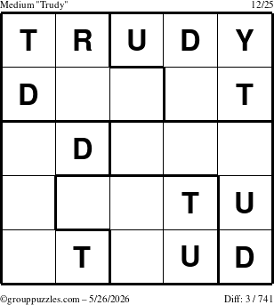 The grouppuzzles.com Medium Trudy puzzle for Tuesday May 26, 2026