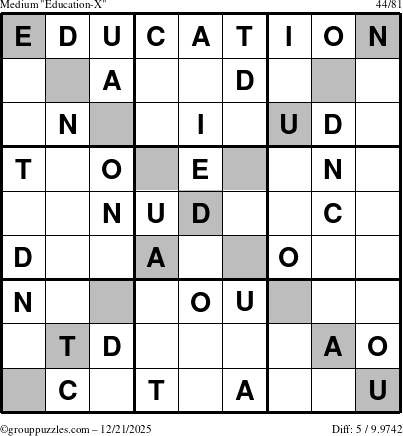 The grouppuzzles.com Medium Education-X puzzle for Sunday December 21, 2025