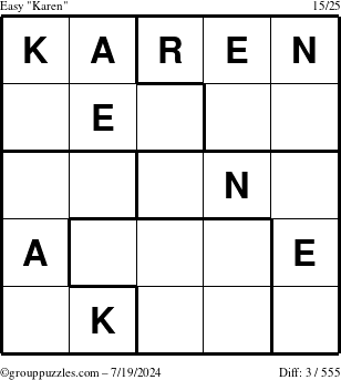 The grouppuzzles.com Easy Karen puzzle for Friday July 19, 2024