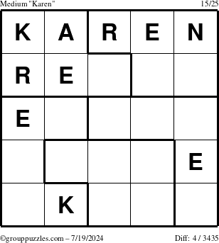 The grouppuzzles.com Medium Karen puzzle for Friday July 19, 2024