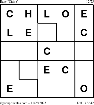 The grouppuzzles.com Easy Chloe puzzle for Saturday November 29, 2025