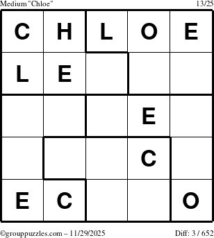 The grouppuzzles.com Medium Chloe puzzle for Saturday November 29, 2025