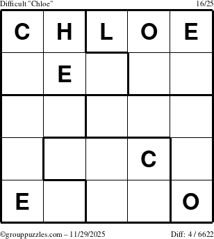 The grouppuzzles.com Difficult Chloe puzzle for Saturday November 29, 2025