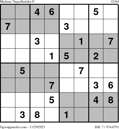 The grouppuzzles.com Medium SuperSudoku-8 puzzle for Saturday November 29, 2025