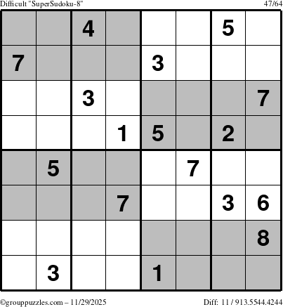 The grouppuzzles.com Difficult SuperSudoku-8 puzzle for Saturday November 29, 2025