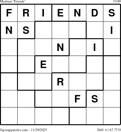 The grouppuzzles.com Medium Friends puzzle for Saturday November 29, 2025