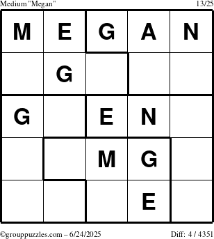 The grouppuzzles.com Medium Megan puzzle for Tuesday June 24, 2025