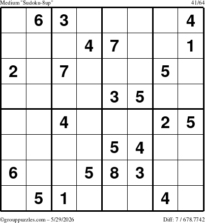 The grouppuzzles.com Medium Sudoku-8up puzzle for Friday May 29, 2026
