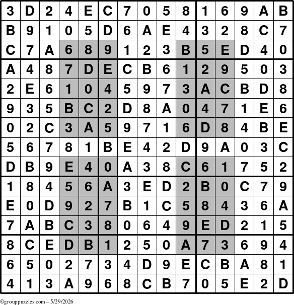 The grouppuzzles.com Answer grid for the HyperSudoku-15 puzzle for Friday May 29, 2026