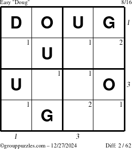 The grouppuzzles.com Easy Doug puzzle for Friday December 27, 2024 with all 2 steps marked