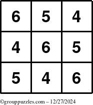 The grouppuzzles.com Answer grid for the TicTac-456 puzzle for Friday December 27, 2024