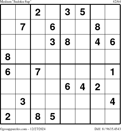 The grouppuzzles.com Medium Sudoku-8up puzzle for Friday December 27, 2024