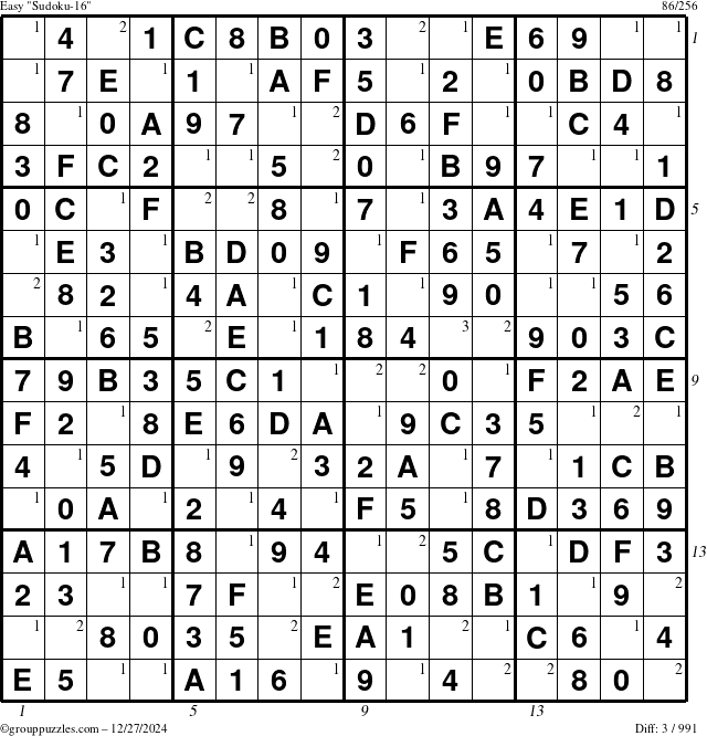 The grouppuzzles.com Easy Sudoku-16 puzzle for Friday December 27, 2024 with all 3 steps marked