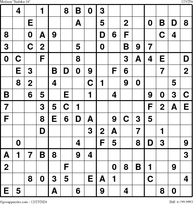 The grouppuzzles.com Medium Sudoku-16 puzzle for Friday December 27, 2024