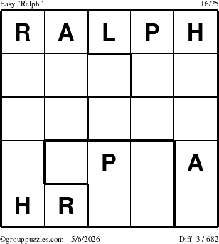 The grouppuzzles.com Easy Ralph puzzle for Wednesday May 6, 2026