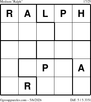 The grouppuzzles.com Medium Ralph puzzle for Wednesday May 6, 2026
